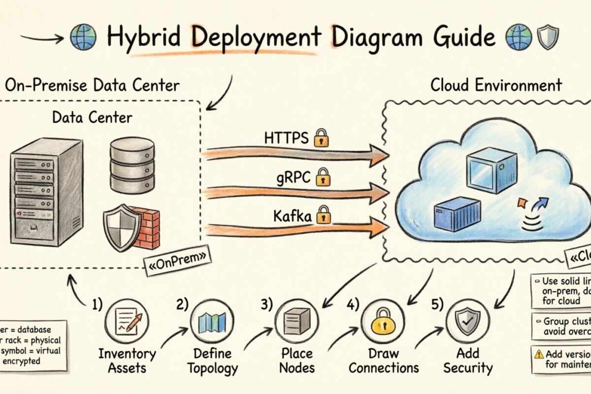 Wie man Cloud- und On-Premise-Systeme in einem einzigen Bereitstellungsdiagramm modelliert