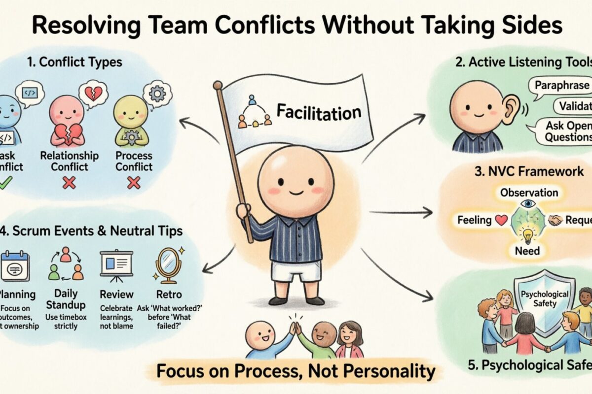 Guía Scrum: Resolver conflictos en equipos sin tomar partido