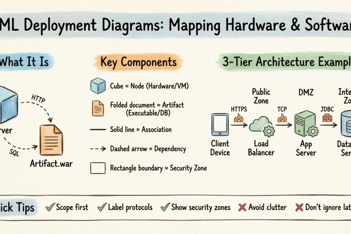Diagrammes de déploiement UML expliqués : cartographie du matériel et du logiciel en action