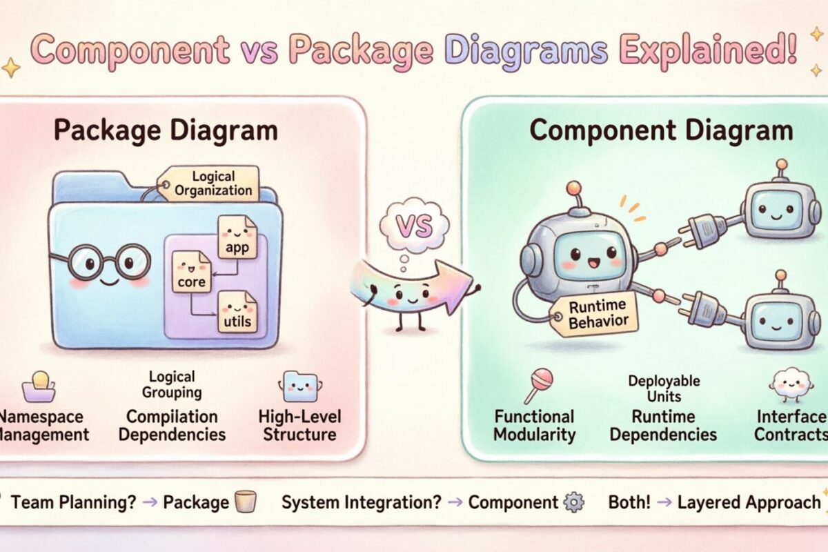 Membantah Kecemasan: Diagram Komponen vs Diagram Paket Dijelaskan