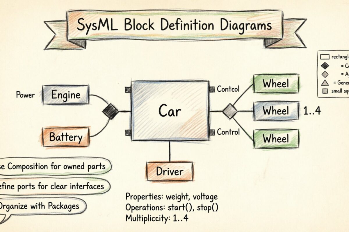 Poradnik SysML: Rysowanie diagramów definicji bloków z pewnością i jasnością