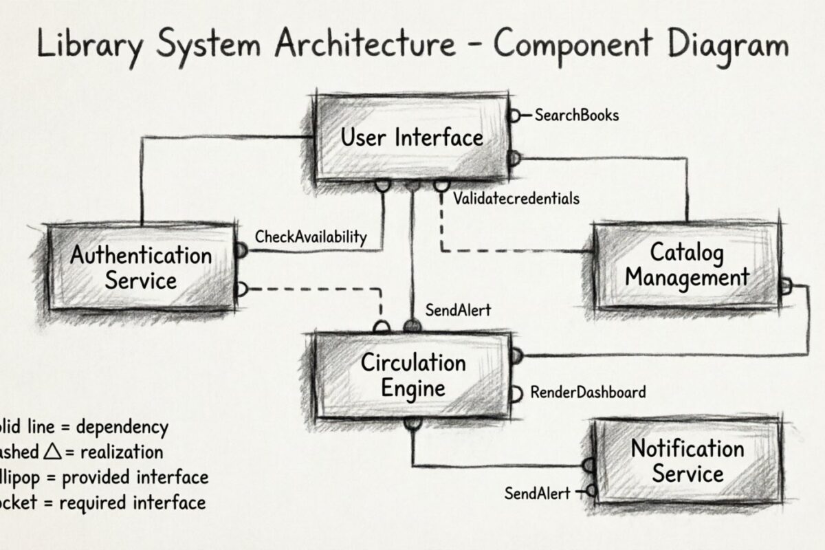 案例研究：使用組件圖建模圖書館系統