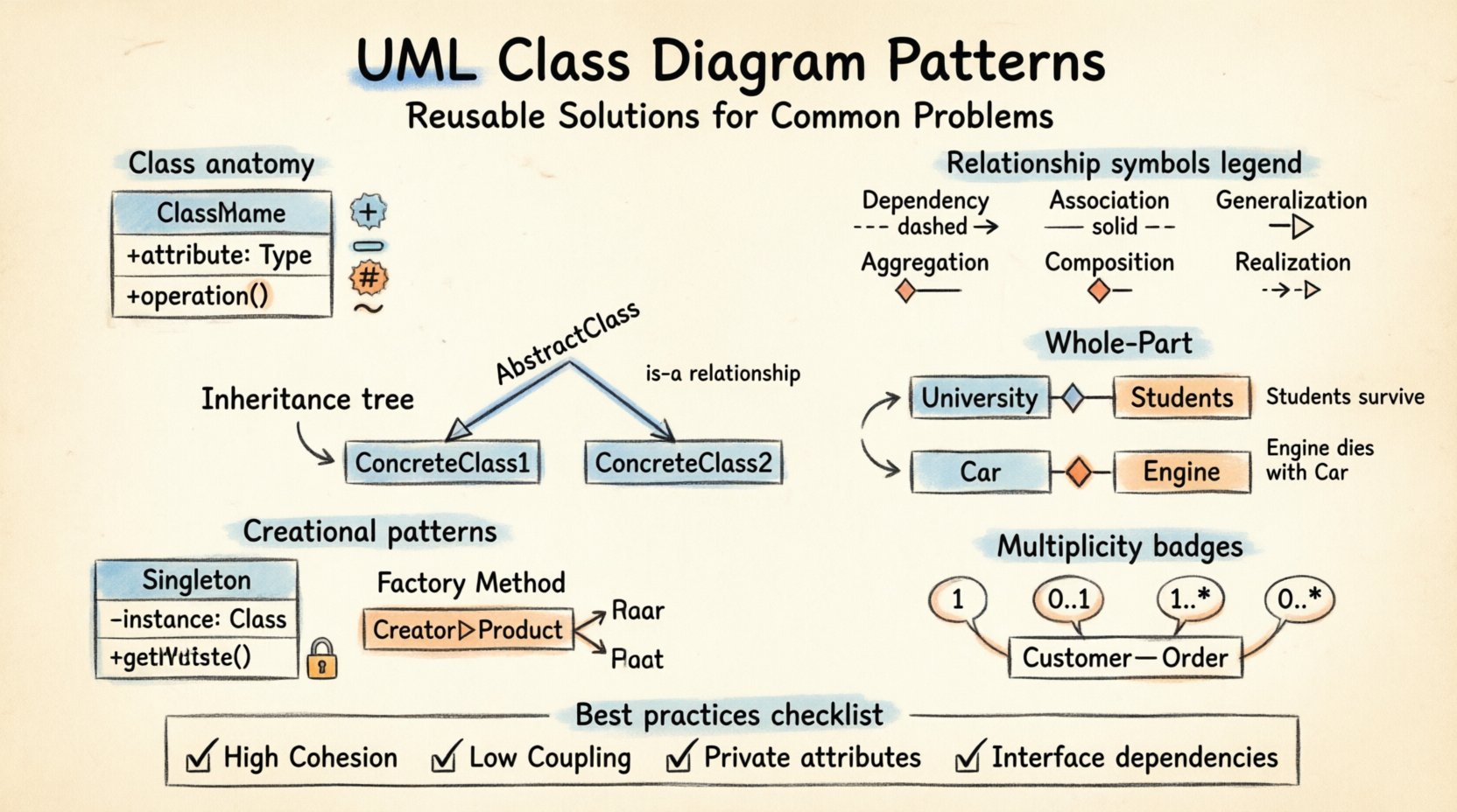 UML Class Diagram Patterns: Reusable Solutions for Common Problems