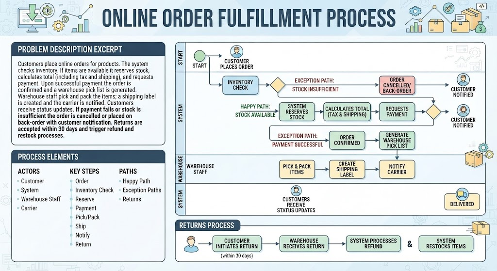 Visual Paradigm Visual Modeling: Problem Description Example - Business Process Modeling